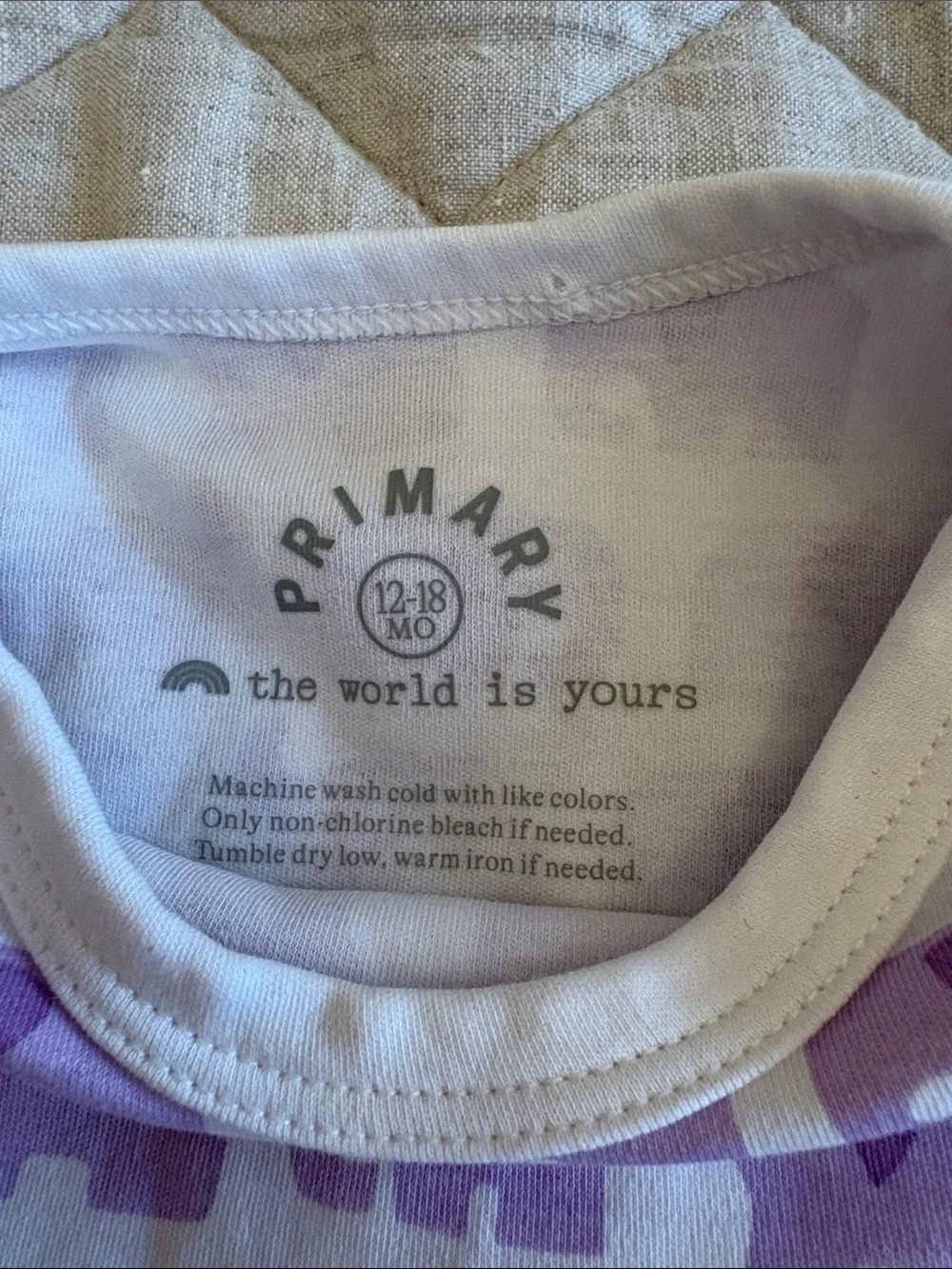 NWOT Primary Purple and White Elephant Short Sleeve Pajama Romper